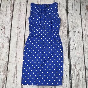 Chaps Blue Poka Dot Sleeveless Cocktail Dress Formal Womens Summer Beach